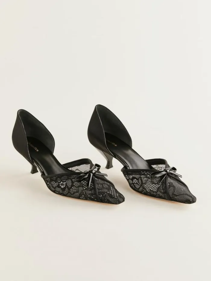 The Reformation Nunzia Kitten Pump Black Lace 8211 Shoes