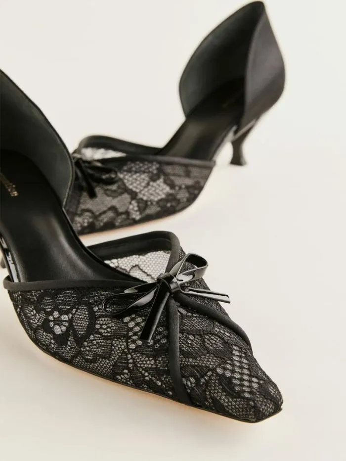 The Reformation Nunzia Kitten Pump Black Lace 8211 Shoes