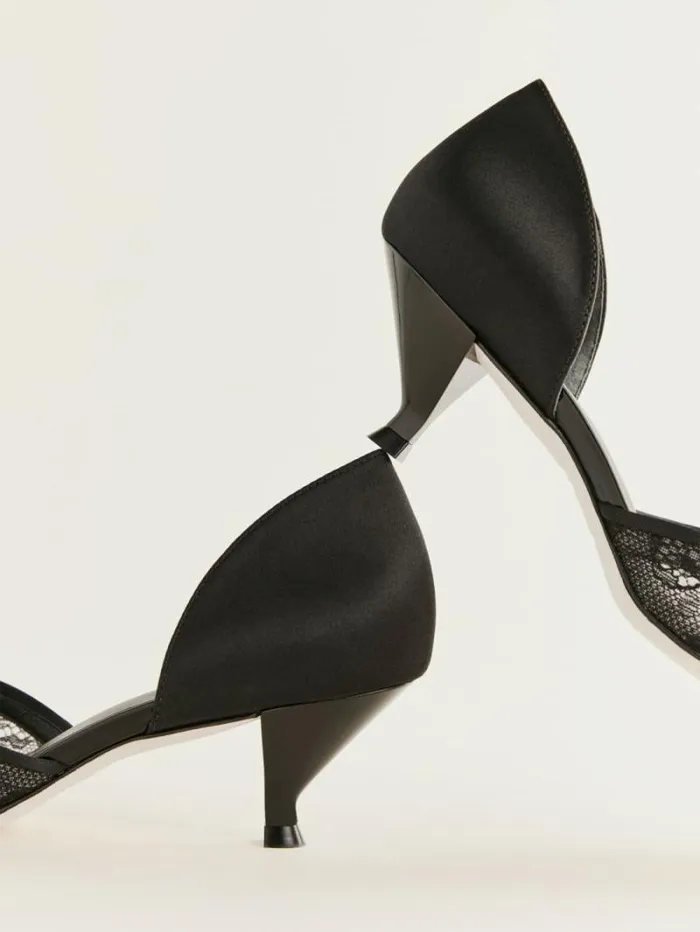 The Reformation Nunzia Kitten Pump Black Lace 8211 Shoes