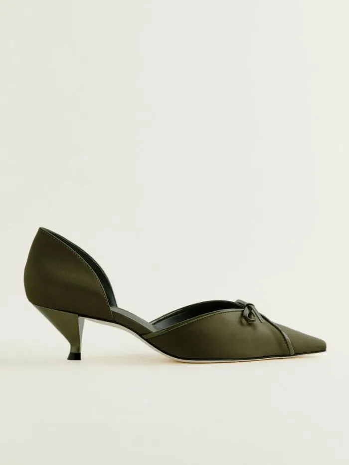 The Reformation Nunzia Kitten Pump Pickle Satin 8211 Shoes