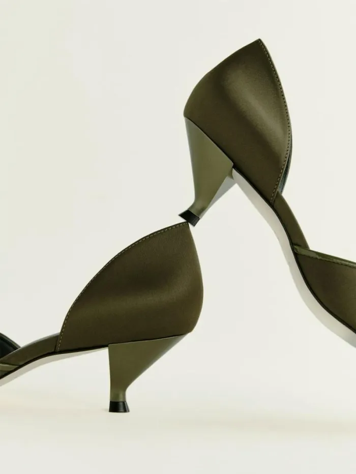 The Reformation Nunzia Kitten Pump Pickle Satin 8211 Shoes