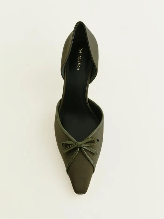 The Reformation Nunzia Kitten Pump Pickle Satin 8211 Shoes