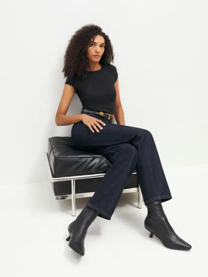 The Reformation Onya Ankle Boot Black Stretch Leather 8211 Shoes