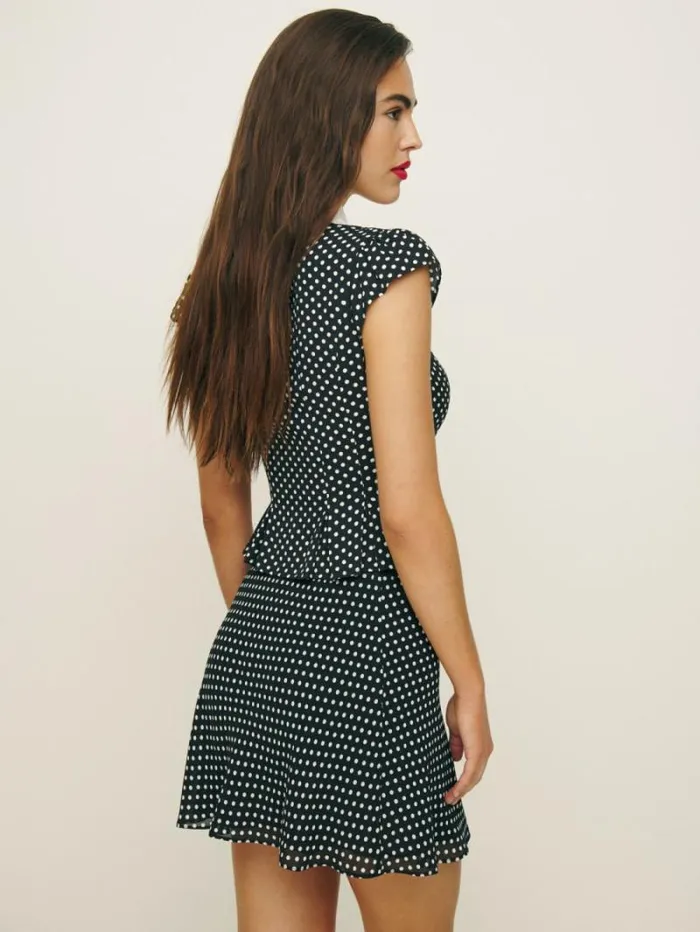 The Reformation Palermo Top Caviar Dot 8211 Clothing