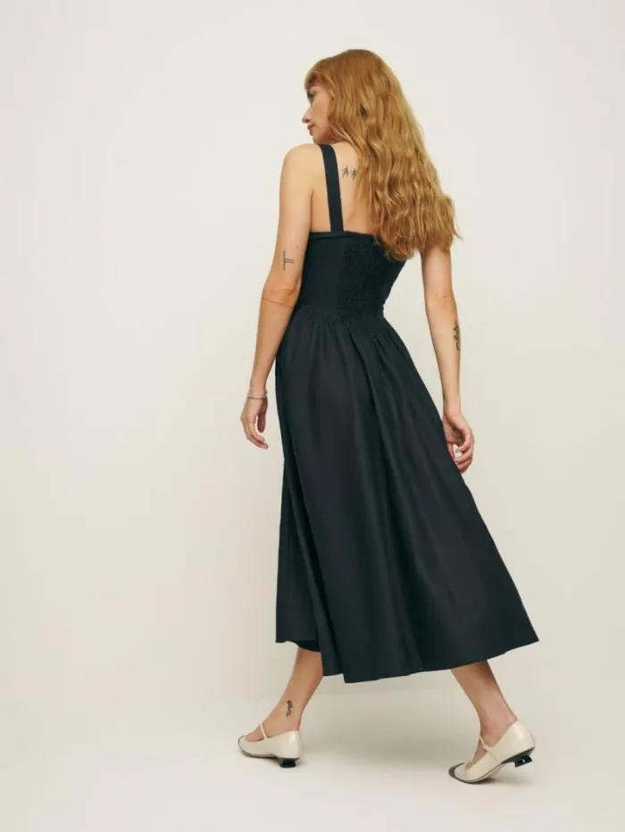 The Reformation Petites Balia Linen Dress Black 8211 Clothing