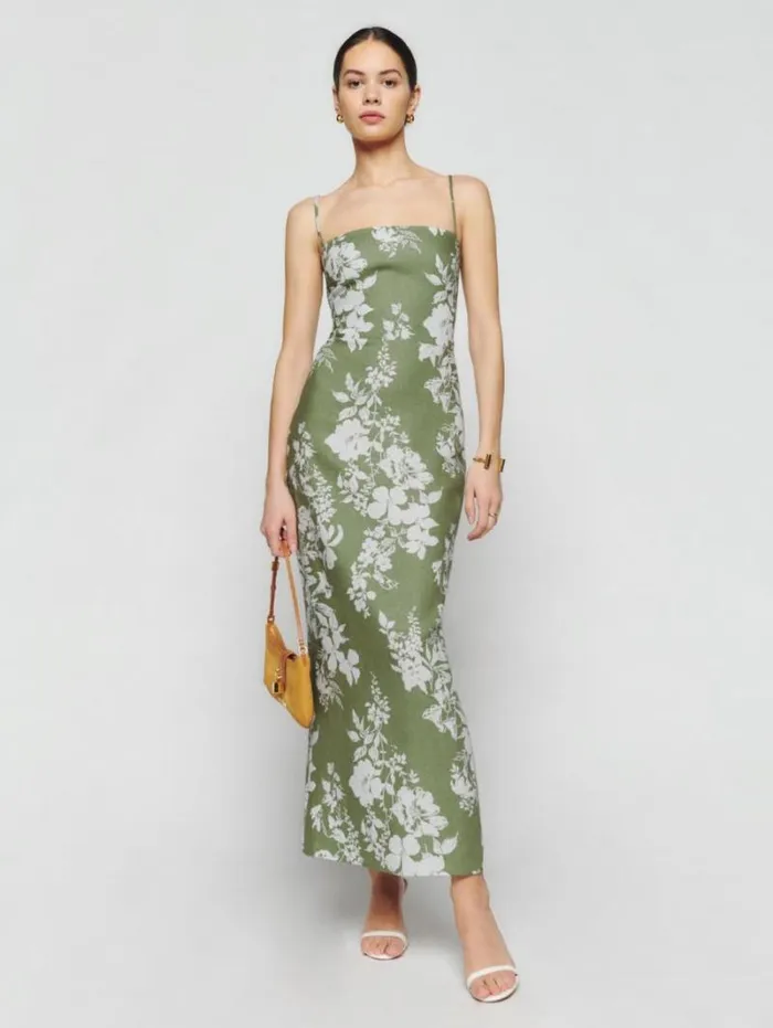 The Reformation Petites Frankie Linen Dress Willow 8211 ClothingWeddings