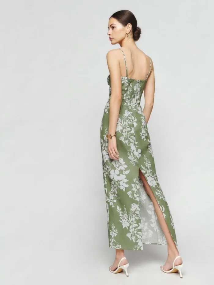 The Reformation Petites Frankie Linen Dress Willow 8211 ClothingWeddings