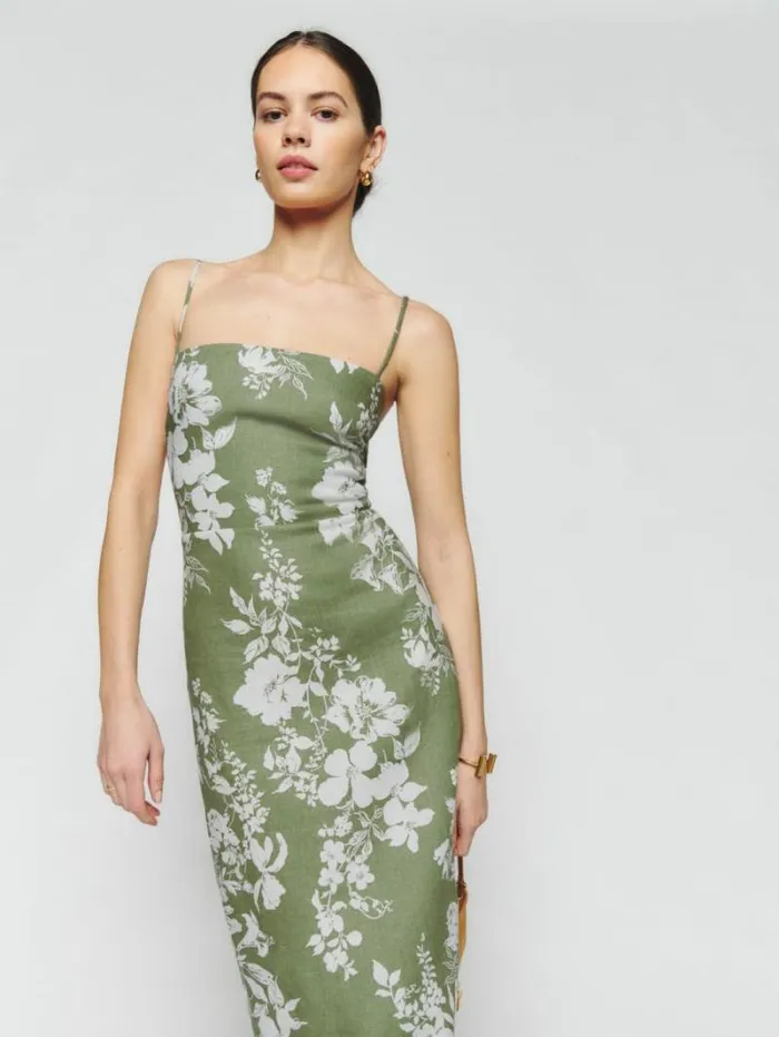 The Reformation Petites Frankie Linen Dress Willow 8211 ClothingWeddings