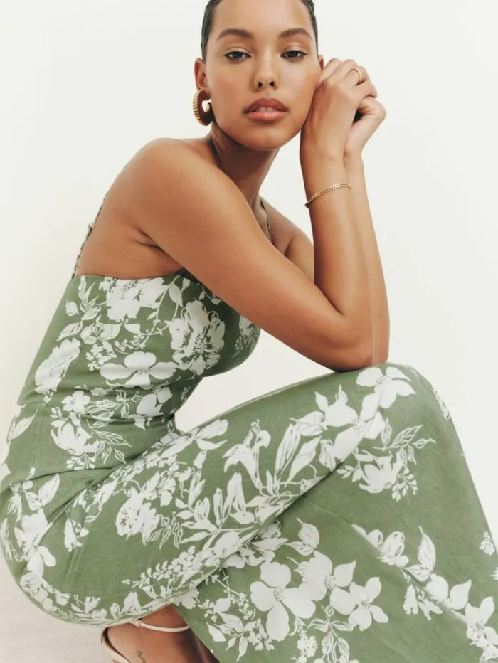 The Reformation Petites Frankie Linen Dress Willow 8211 ClothingWeddings