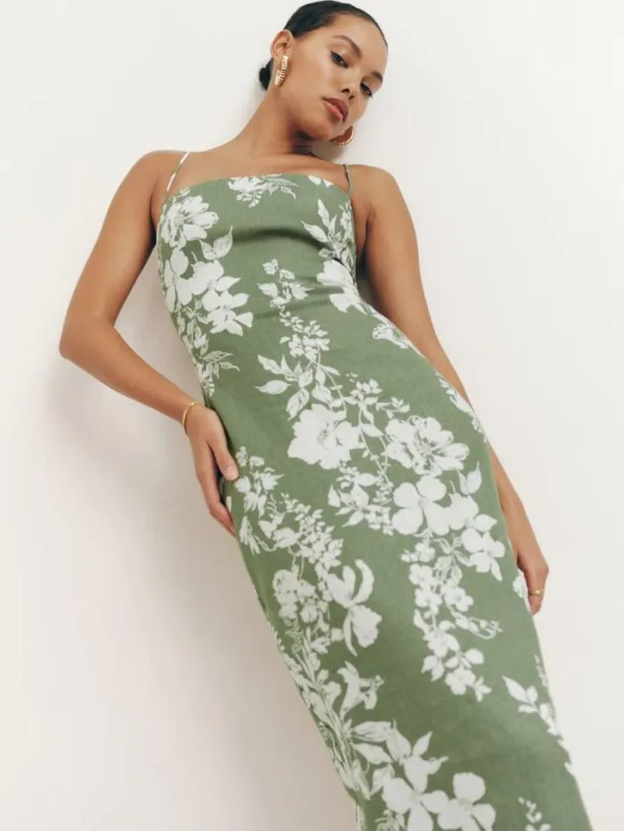 The Reformation Petites Frankie Linen Dress Willow 8211 ClothingWeddings