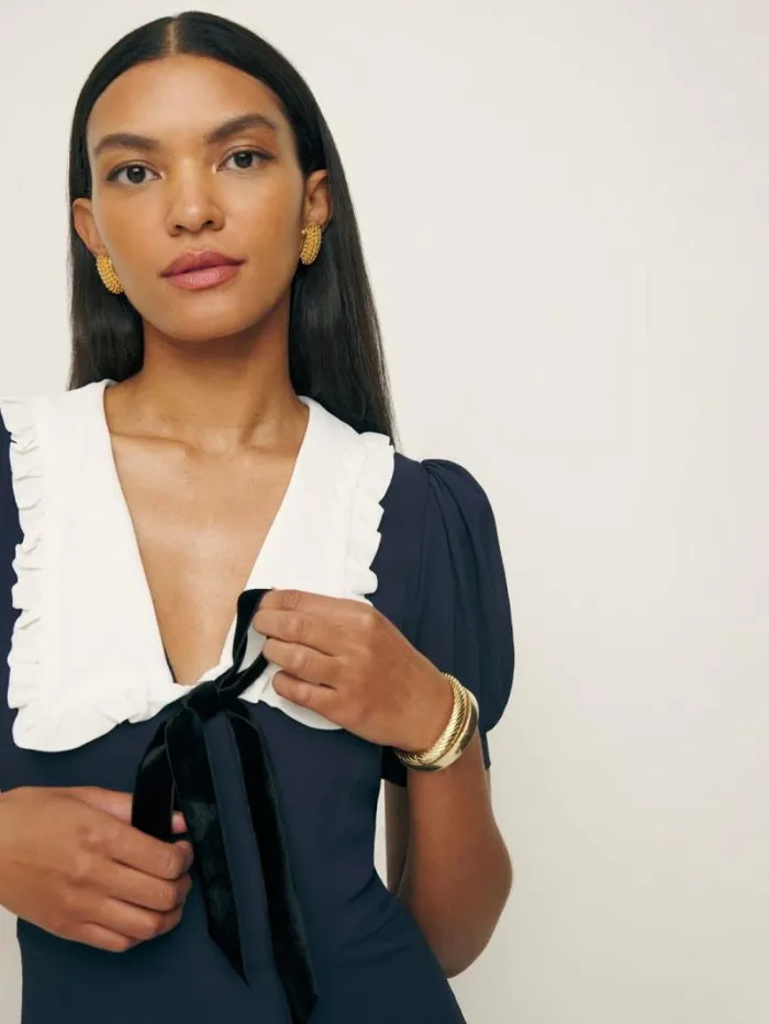The Reformation Petites Kaylia Dress Midnight 8211 Clothing