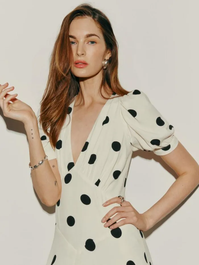 The Reformation Petites Naira Dress Pluto Dot 8211 Clothing