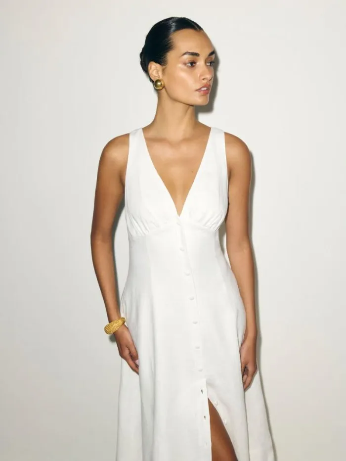 The Reformation Petites Sebastien Linen Dress White 8211 Clothing