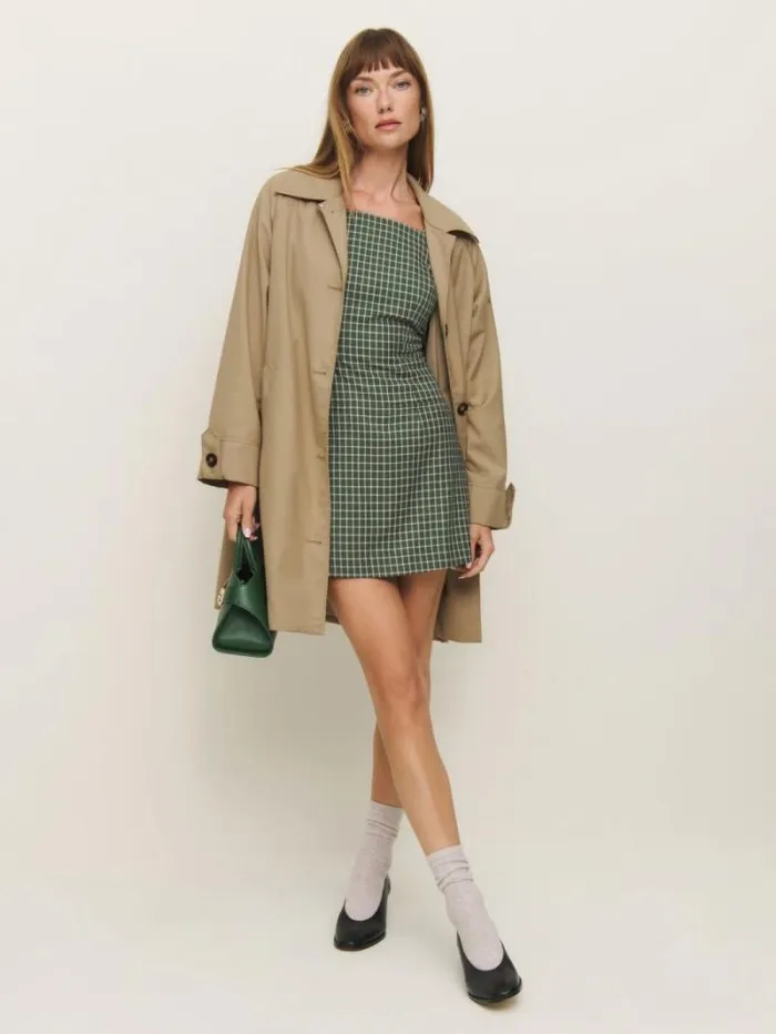 The Reformation Phillipa Dress Green Check 8211 Clothing