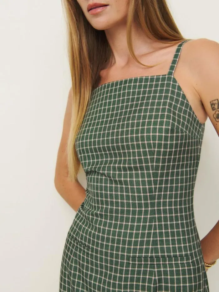 The Reformation Phillipa Dress Green Check 8211 Clothing
