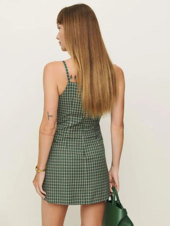 The Reformation Phillipa Dress Green Check 8211 Clothing