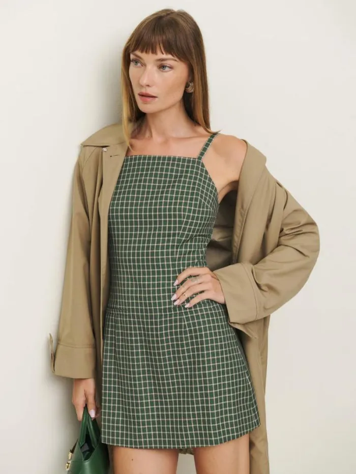 The Reformation Phillipa Dress Green Check 8211 Clothing