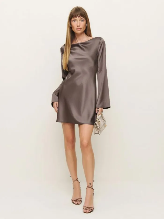 The Reformation Pike Satin Dress Magnetic 8211 Clothing