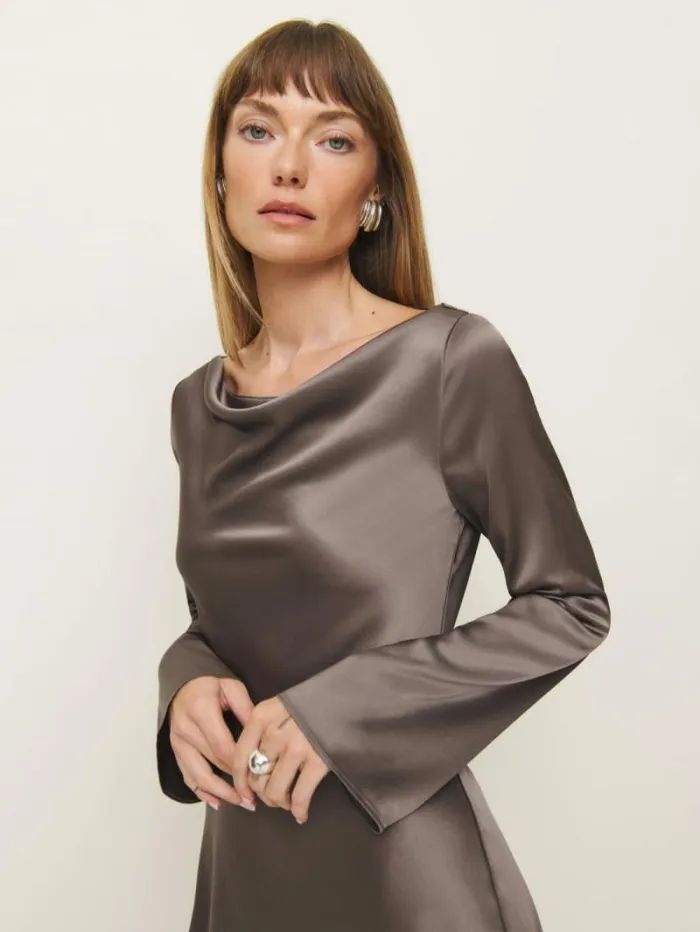 The Reformation Pike Satin Dress Magnetic 8211 Clothing