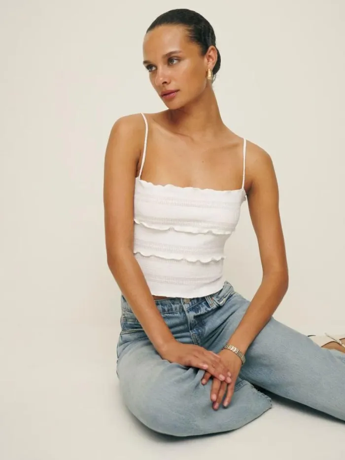 The Reformation Primrose Knit Top White 8211 Clothing