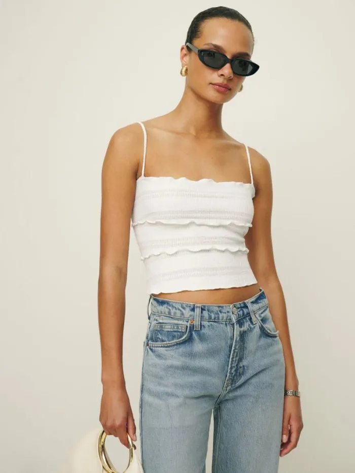The Reformation Primrose Knit Top White 8211 Clothing