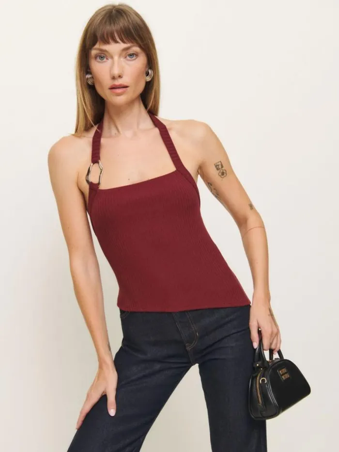 The Reformation Ramona Knit Top Chianti 8211 Clothing