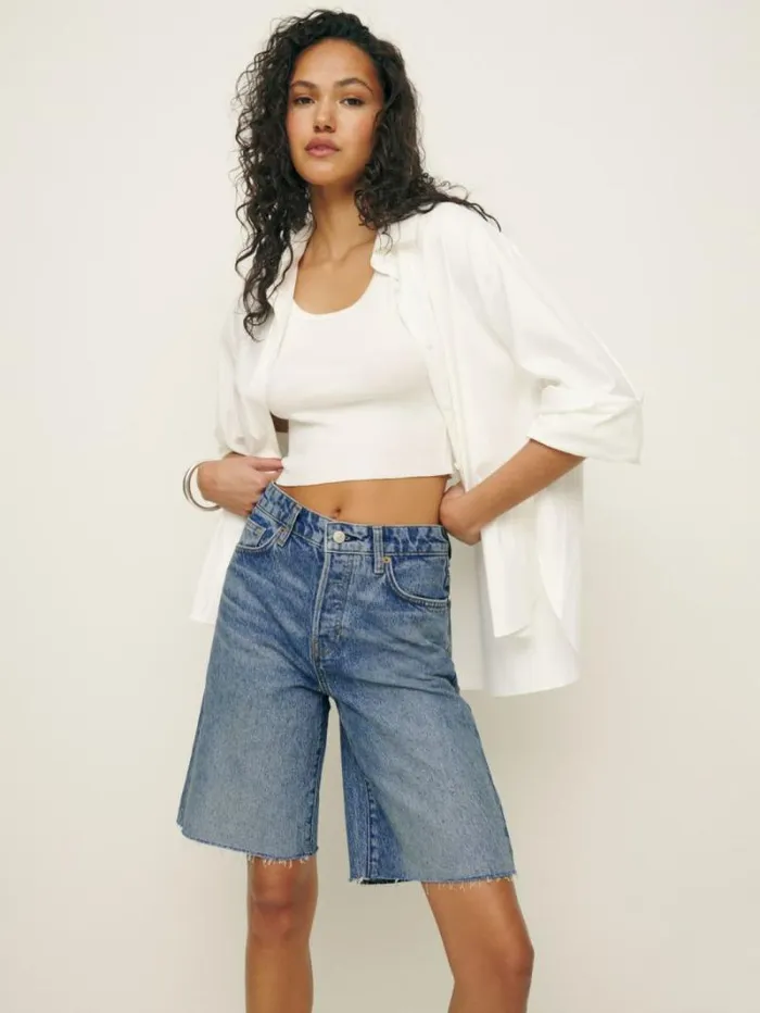 The Reformation Raye Mid Rise Denim Jorts Colorado 8211 Clothing