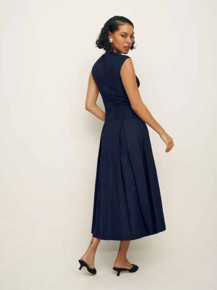The Reformation Renaie Dress Navy 8211 Clothing
