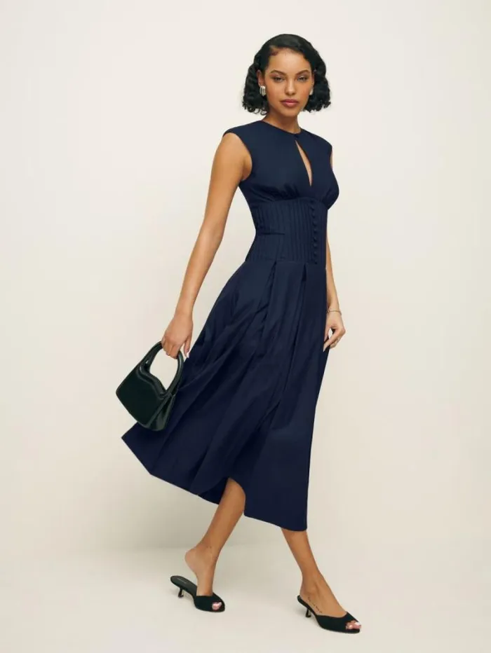 The Reformation Renaie Dress Navy 8211 Clothing