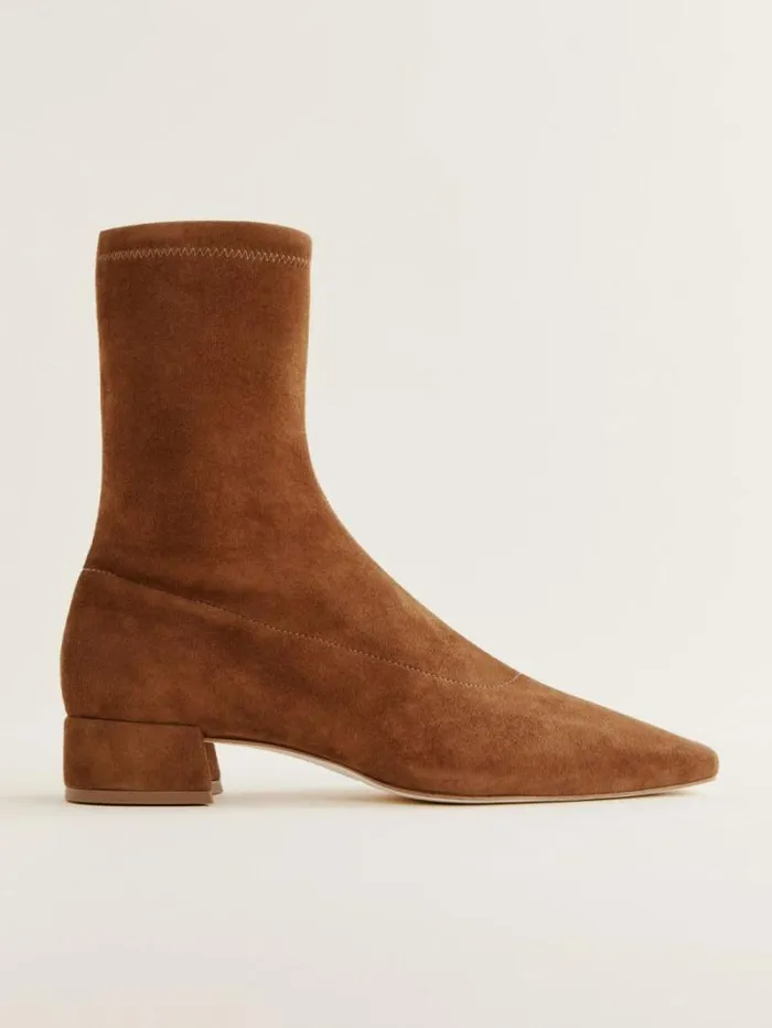 The Reformation Rosina Ankle Boot Rum Stretch Suede 8211 Shoes