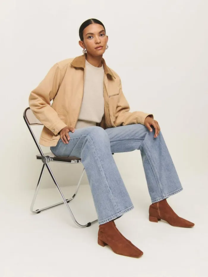 The Reformation Rosina Ankle Boot Rum Stretch Suede 8211 Shoes