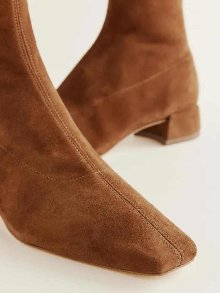 The Reformation Rosina Ankle Boot Rum Stretch Suede 8211 Shoes