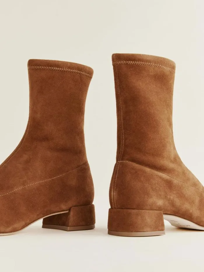 The Reformation Rosina Ankle Boot Rum Stretch Suede 8211 Shoes