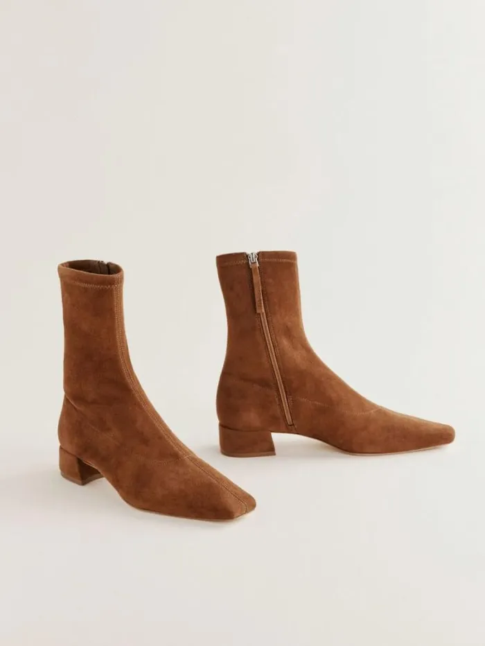 The Reformation Rosina Ankle Boot Rum Stretch Suede 8211 Shoes