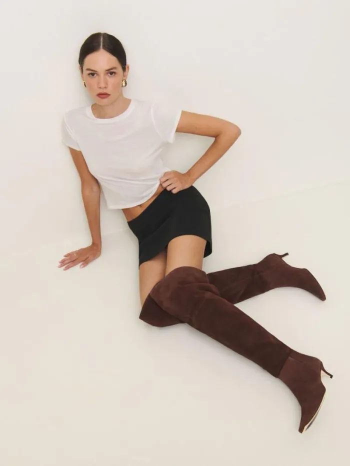 The Reformation Roxanne Over The Knee Boot Chocolate Suede 8211 Shoes