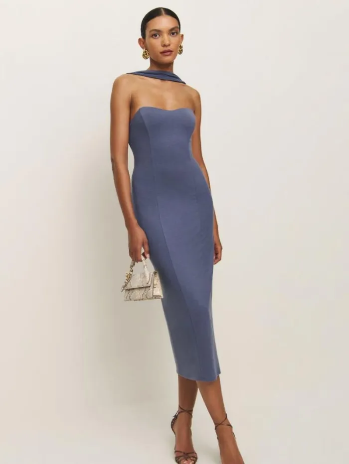 The Reformation Royal Knit Dress Blue Iris 8211 Clothing
