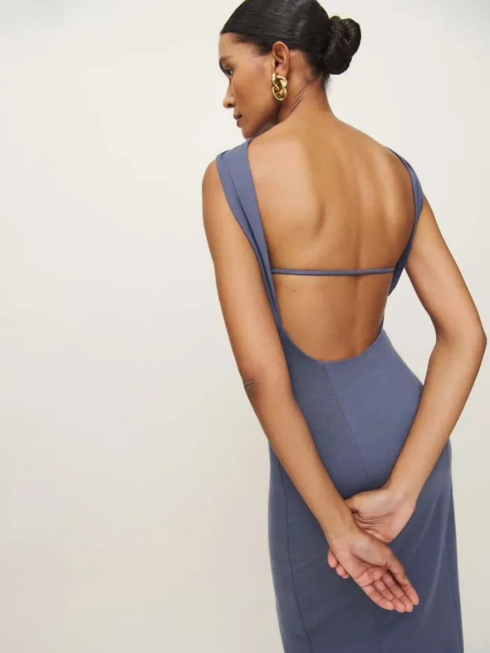 The Reformation Royal Knit Dress Blue Iris 8211 Clothing
