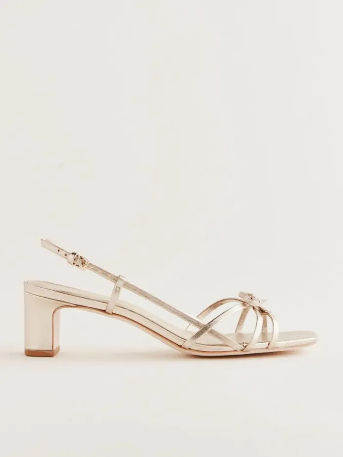 The Reformation Sally Bow Heeled Sandal Gold 8211 WeddingsShoes