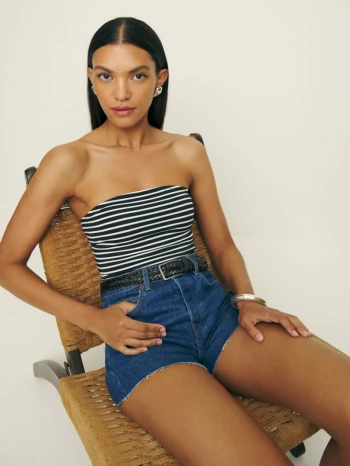 The Reformation Seren Knit Top Black And White 8211 Clothing