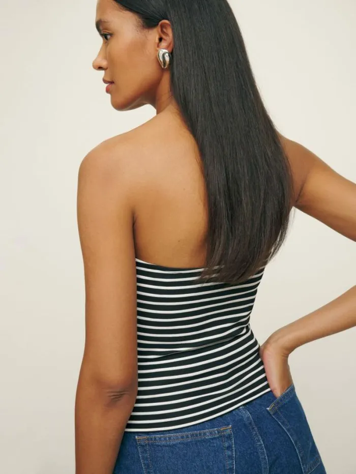 The Reformation Seren Knit Top Black And White 8211 Clothing