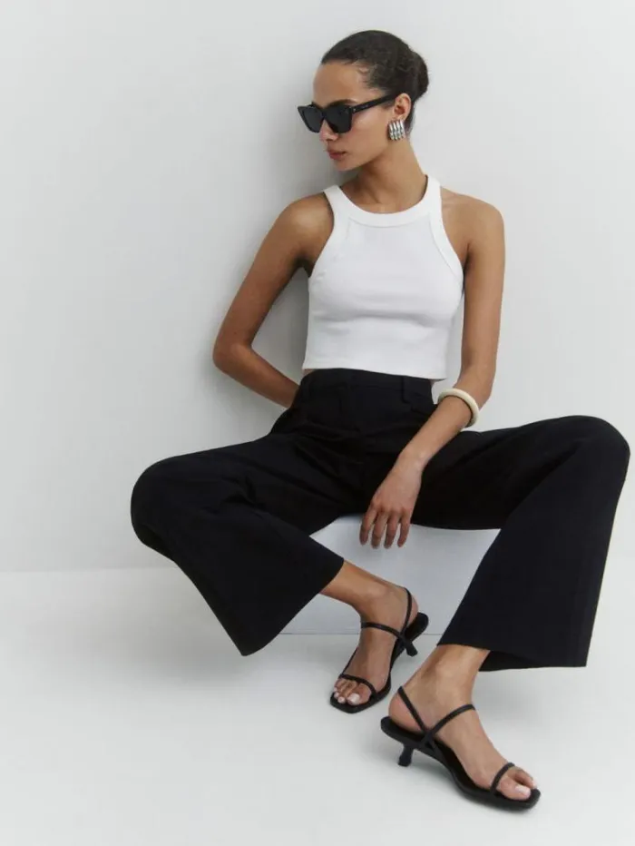 The Reformation Serenity Bare Sandal Black Leather 8211 WeddingsShoes