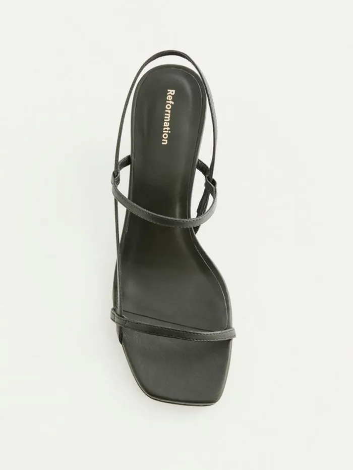 The Reformation Serenity Bare Sandal Black Leather 8211 WeddingsShoes
