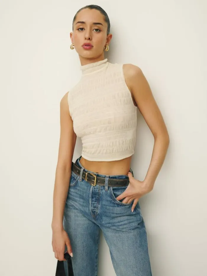 The Reformation Sheryl Knit Top Ivory 8211 Clothing