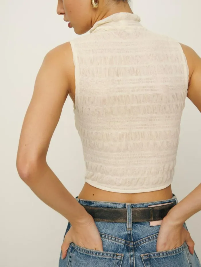 The Reformation Sheryl Knit Top Ivory 8211 Clothing