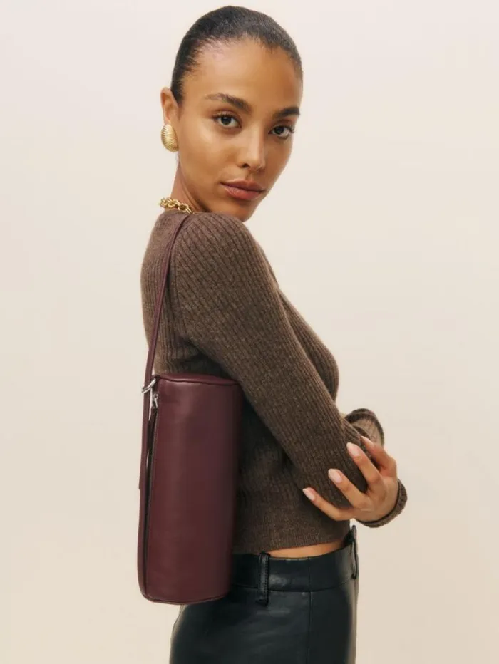 The Reformation Simona Cylinder Bag Ruby Leather 8211 Bags