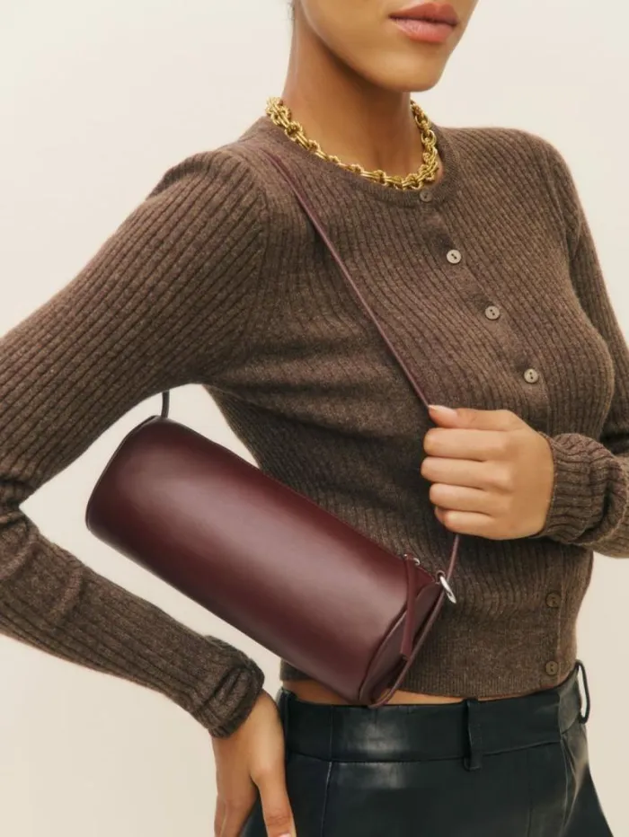 The Reformation Simona Cylinder Bag Ruby Leather 8211 Bags