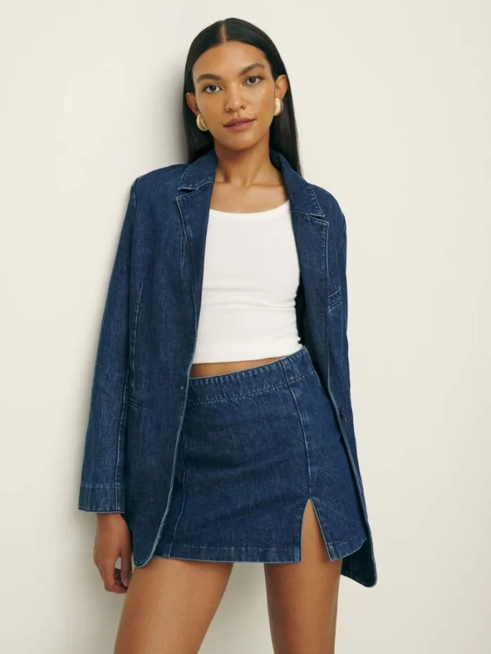 The Reformation Siobhan Denim Mini Skirt Owens 8211 Clothing