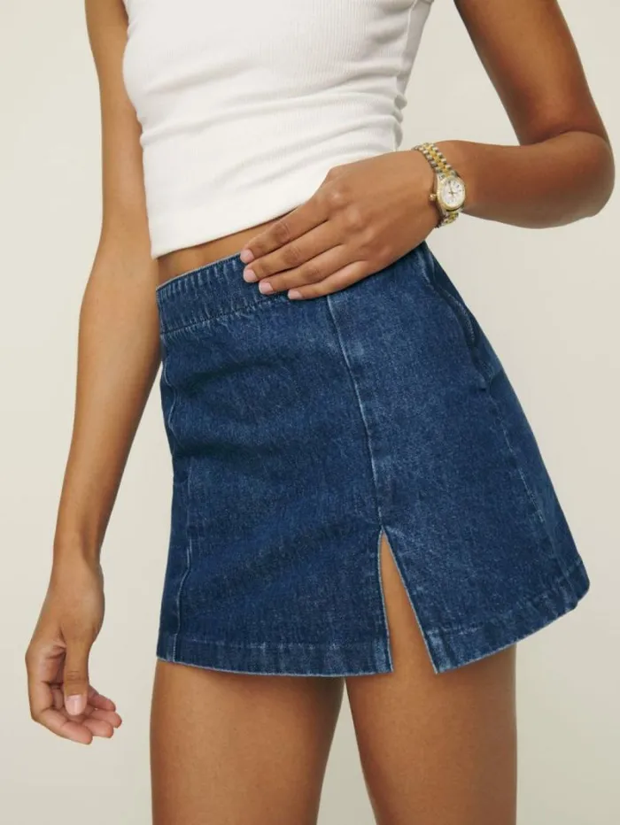 The Reformation Siobhan Denim Mini Skirt Owens 8211 Clothing