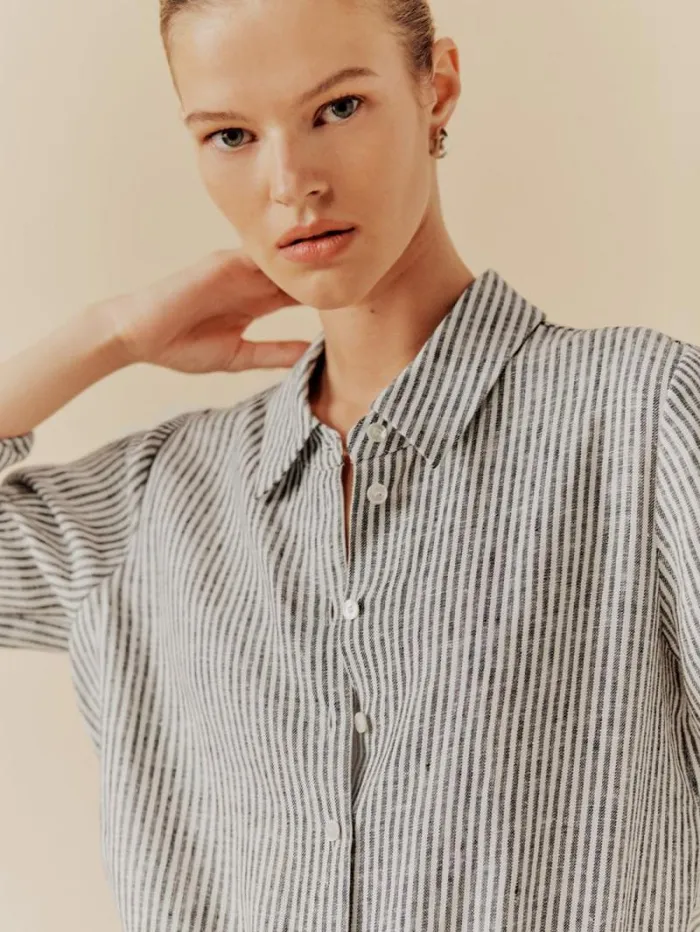 The Reformation Sky Relaxed Linen Top Vineyard 8211 Clothing