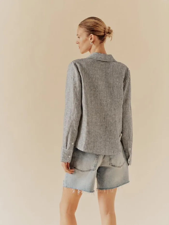 The Reformation Sky Relaxed Linen Top Vineyard 8211 Clothing